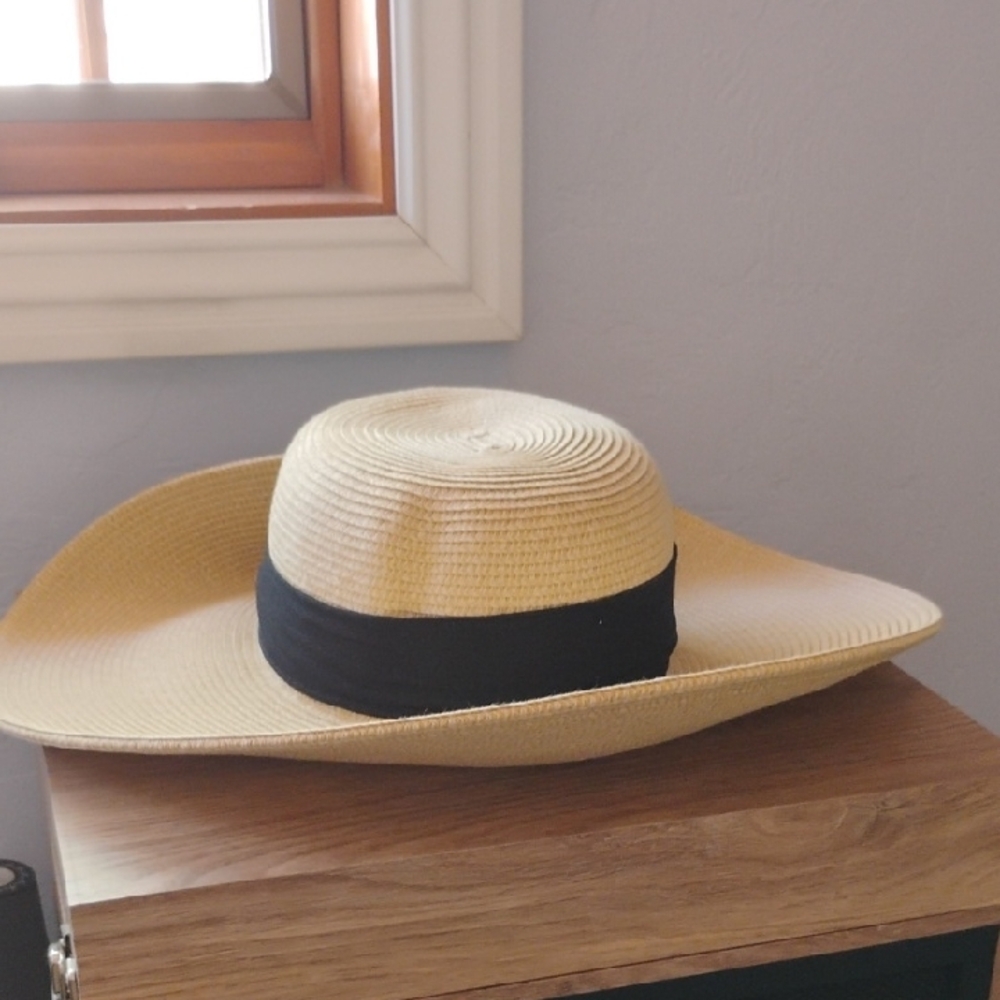 Target Tan and Black Wide-Brimmed Hat